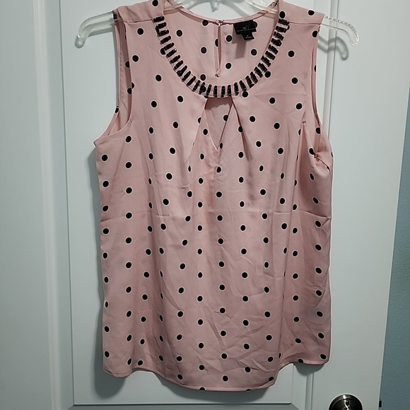 Pink Polka Dot Sleeveless Top - Picture 1 of 6
